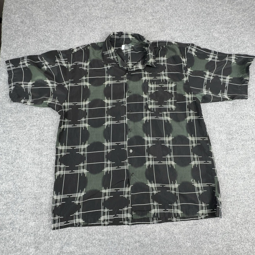 Black Label Shirt Mens 3XL Black Geometric Short Sleeve‎ Button Up Casual Top